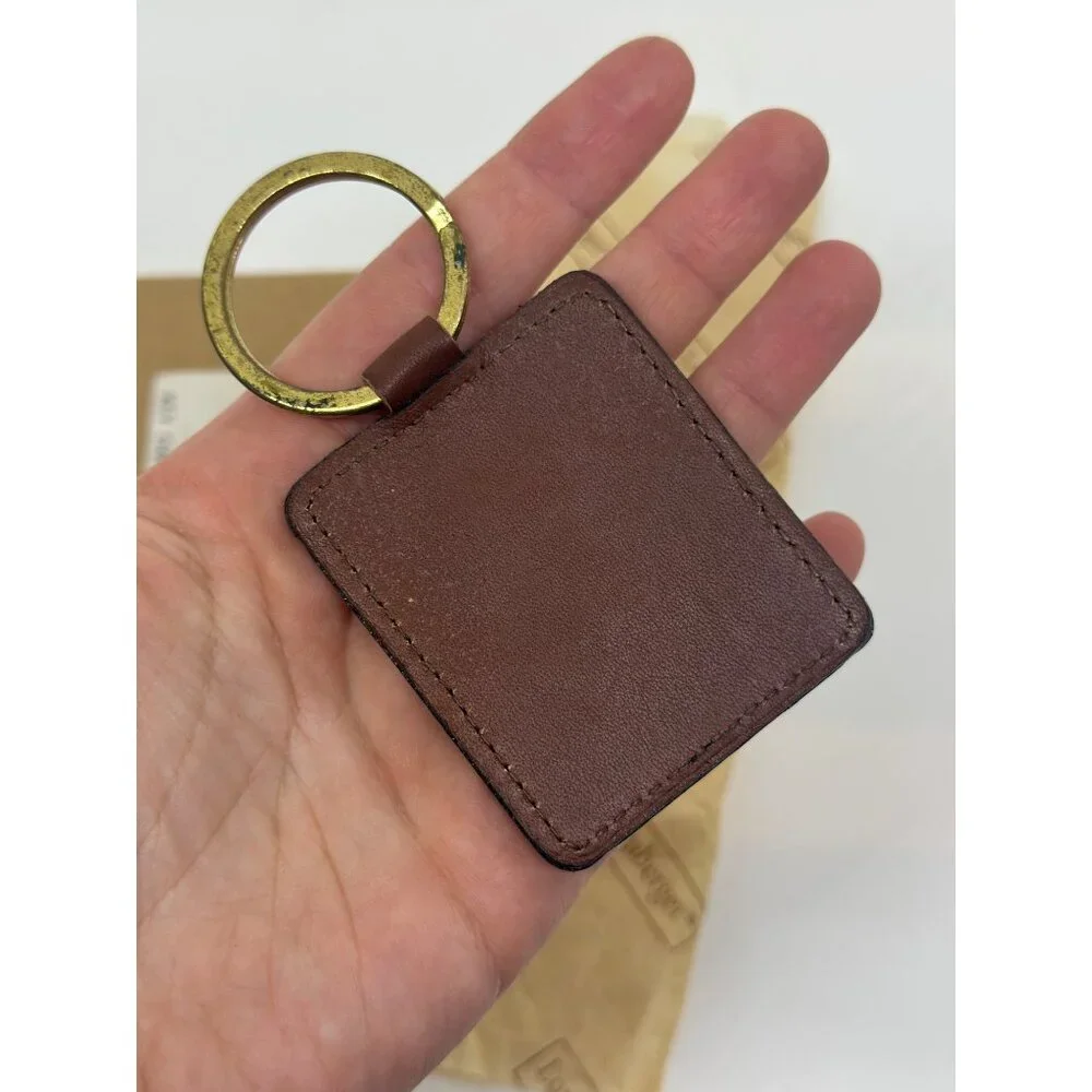 Longaberger‎ Brown Leather Keychain – Gold-Tone Ring, 3